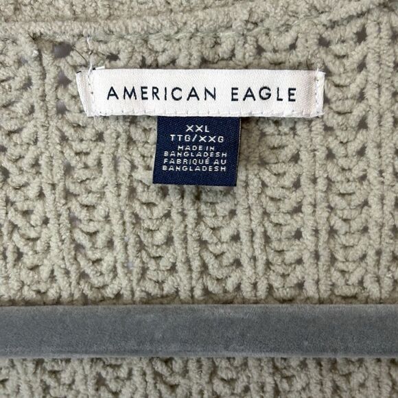 AMERICAN EAGLE Slouchy Chenille Cardigan Sweater XXL Cozy Oversized Sage Green - Picture 6 of 11